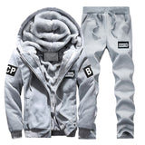 Riinr Men Set Fashion Winter Tracksuits Fleece Lined Hoodies Sweatshirt + Pants Track Suit Mens Hoodie Sporting Suits